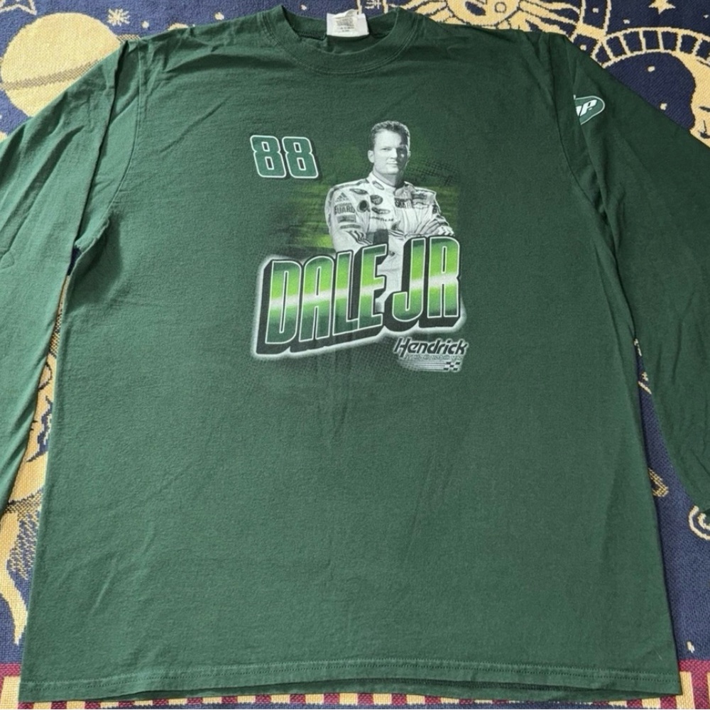 Dale Earnhardt Jr 88 Nascar Long Sleeve T-Shirt Size XL AMP Winners Circle Green